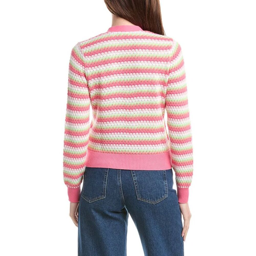 &Isla Womens  Betty Scallop Stripe Cardigan, Pink - Picture 2 of 3